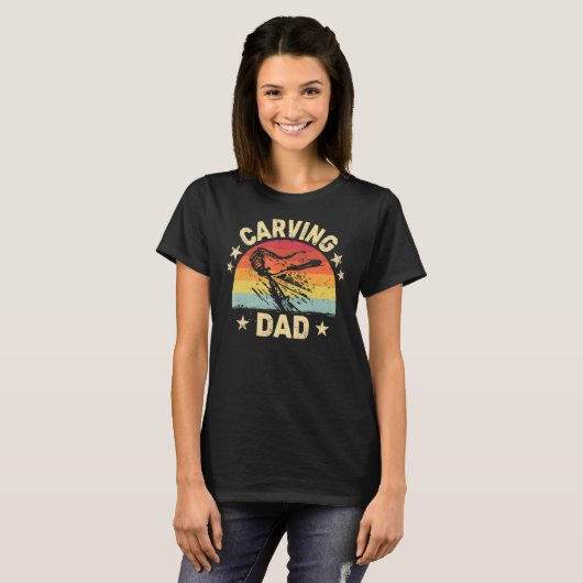 Carving DAD Woodworker woodworking retro  Woodcarv T-shirt (Voorkant volledig)