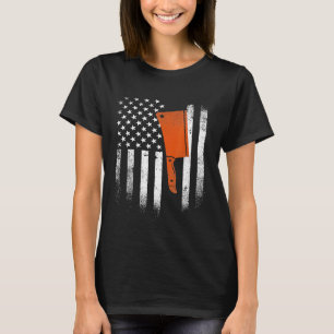 Carving Knife Cleaver Verenigde Staten Vlag Butche T-shirt