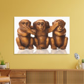Carving of three wooden monkeys canvas afdruk (Insitu (Woonkamer))