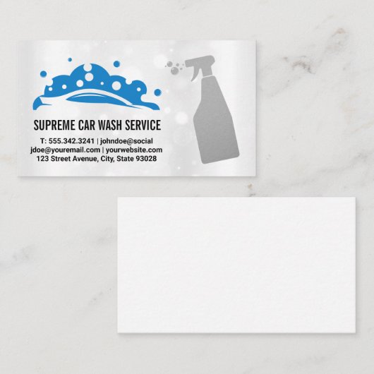 Carwash Bubbles Logo | Spuitfles Visitekaartje (Voorkant / Achterkant)