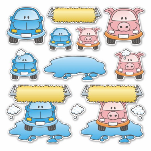 Carwash Cartoon Sticker (Voorkant)