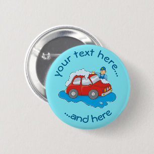 Carwash Man Pinback Knop Ronde Button 5,7 Cm