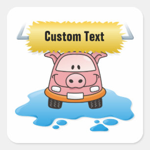 Carwash Pig Vierkante Sticker