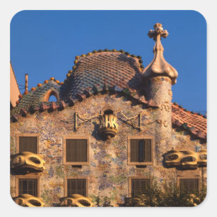 Casa Batilo, Gaudi-architectuur, Barcelona, Vierkante Sticker