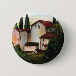 Casa de Pueblo Dibujo Tuscany, italië Ronde Button 5,7 Cm