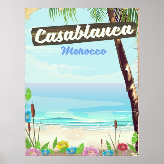 Casablanca Maroc, poster vintage romantique (Devant)