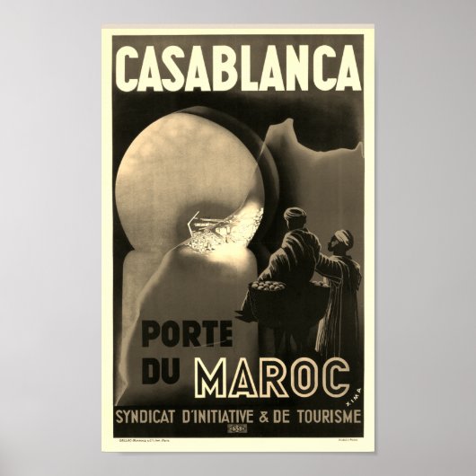 Casablanca Maroc Vintage French Travel Poster (Devant)