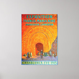 Casablanca Marokko Frans reisposter Canvas Afdruk