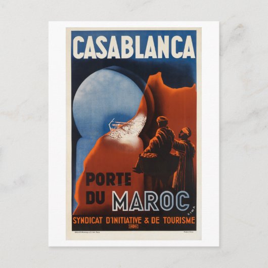 Casablanca Marokko Vintage geïnspireerd Briefkaart (Voorkant)
