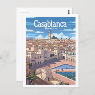 Casablanca Marokko Vintage Travel Place Briefkaart