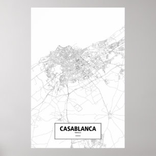 Casablanca, Marokko (zwart op wit) Poster