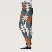 Casal Blue, Grey en Oranje Abstract Kunstpatroon Leggings (Links)