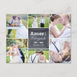 Casamento colagem riscado obrigado cartão briefkaart