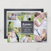 Casamento colagem riscado obrigado cartão briefkaart (Voorkant / Achterkant)