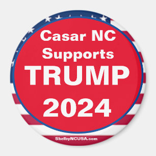 Casar NC Ondersteunt TRUMP 2024 Patriottisch Magneet