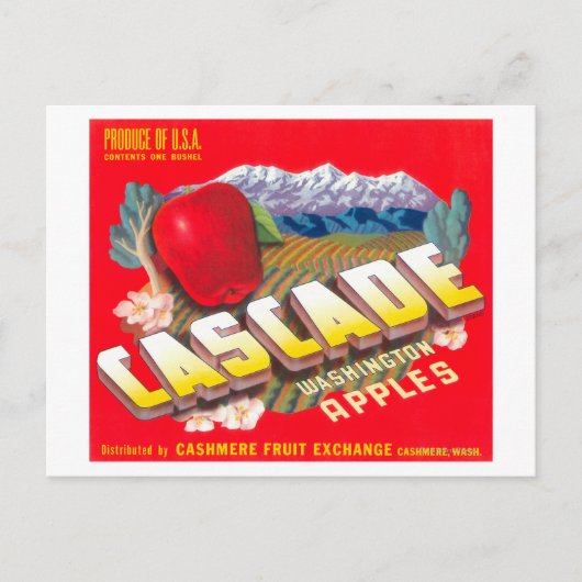 Cascade Apple Label (rood) - Cashmere, WA Briefkaart (Voorkant)