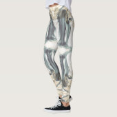 Cascade Art abstrait blanc gris bleu leggings (Gauche)
