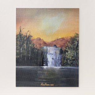 Cascade Backyard Waterfall Painting Jigsaw Puzzle