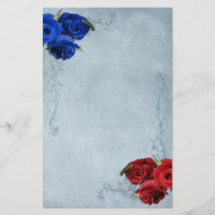 Cascade Blue Red en Blue Rozen Briefpapier