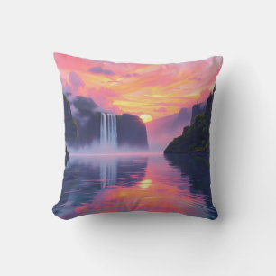 Cascade Coucher de soleil Coussin 2 côtés différen