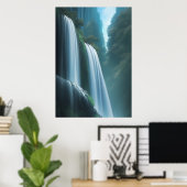 Cascade dans la forêt | AI Art Poster (Bureau à domicile)
