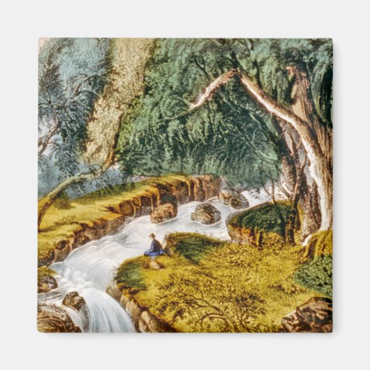 Cascade d'argent — Magnet de montagnes blanches (Devant)