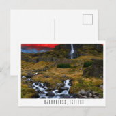 Cascade de Bjarnafoss, carte postale islandaise (Devant / Derrière)