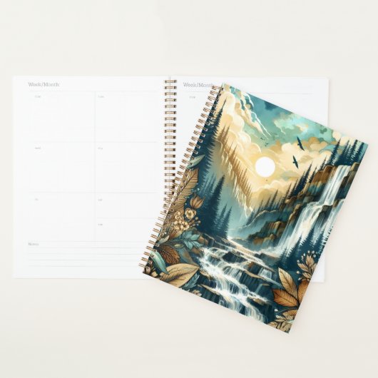 Cascade de Forest Mountain Boho Motif naturel (Devant avec enveloppe)