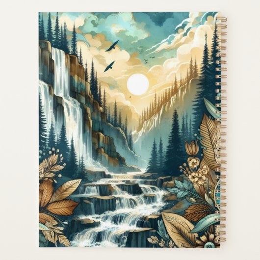 Cascade de Forest Mountain Boho Motif naturel (Dos)