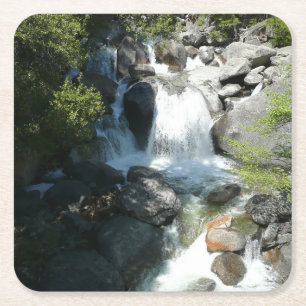 Cascade Falls in Yosemite National Park Vierkante Kartonnen Onderzetter