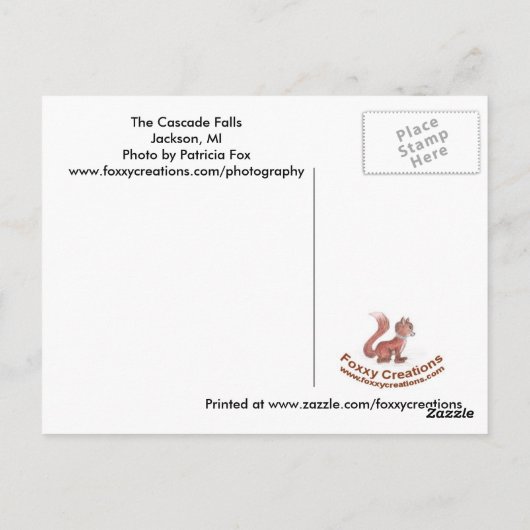 Cascade Falls, Jackson, MI - Carte postale (Dos)