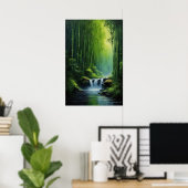 Cascade in Emerald Grove Poster (Thuiskantoor)