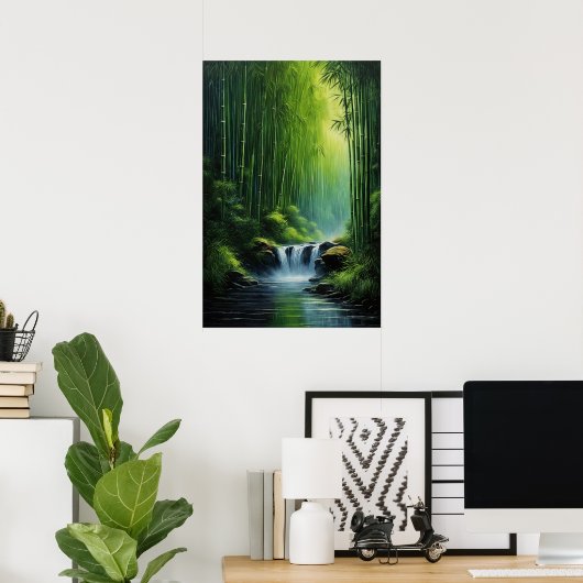 Cascade in Emerald Grove Poster (Thuiskantoor)