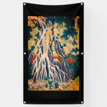 CASCADE JAPONAISE WOODBLOCK IMPRIMER Bannière HOKU