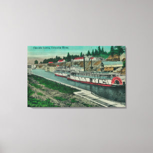 Cascade Locks op de Columbia Canvas Afdruk