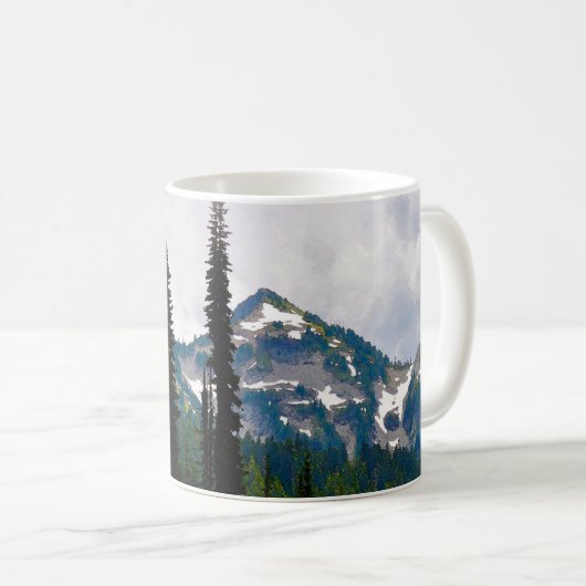 Cascade Peaks Waterverf Coffee Mok (Voorkant rechts)