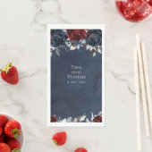 Cascade Pioen Burgundy Navy Trouw Servet (Insitu)