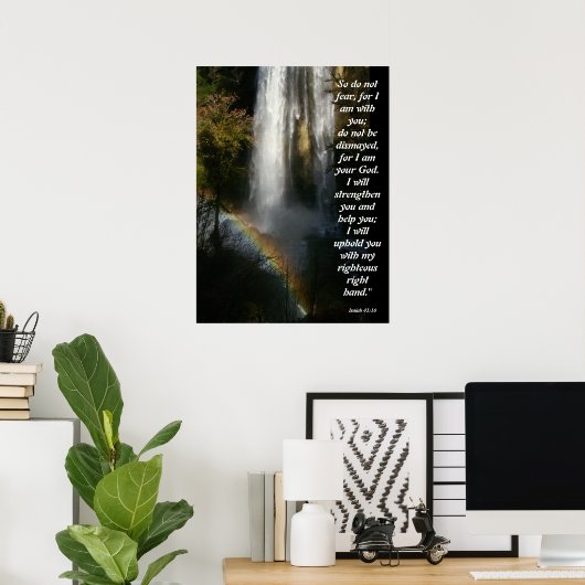 Cascade & Rainbow Isaiah 41:10 Poster (Bureau à domicile)