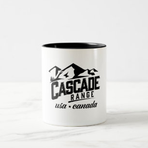 Cascade Range USA Canada logo. Tweekleurige Koffiemok