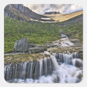 Cascade stroom, Glacier National Park, Vierkante Sticker