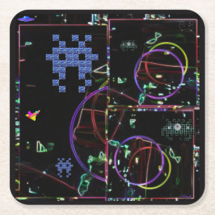 Cascade van elektronische spellen vierkante kartonnen onderzetter