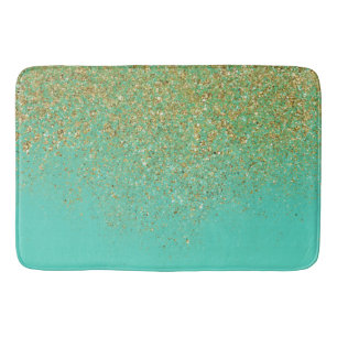 Cascadend Gouden Glitter & Teal Aqua Glam Trendy Badmat