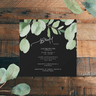 Cascades d'eucalyptus Invitation de mariage noir c