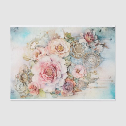 Cascading Flowers Mixed Media Tissuepapier (Voorkant)