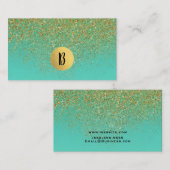Cascading Gold Glitter en Blauwgroen Aqua Glam Tre Visitekaartje (Voorkant / Achterkant)