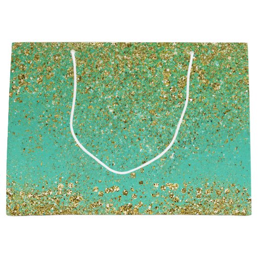 Cascading Gold Glitter Glitter Glam Sparkle Party Large Cadeauzakje (Voorkant)