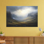Cascading Light: Mountain Waterval Landschap Canvas Afdruk (Insitu (Woonkamer))