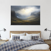 Cascading Light: Mountain Waterval Landschap Canvas Afdruk (Insitu (Slaapkamer))