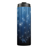 Cascading Lights Monogram Blauw ID789 Thermosbeker (Voorkant)