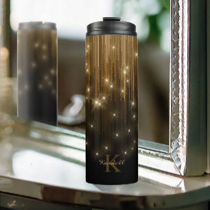 Cascading Lights Monogram Gold ID789 Thermosbeker